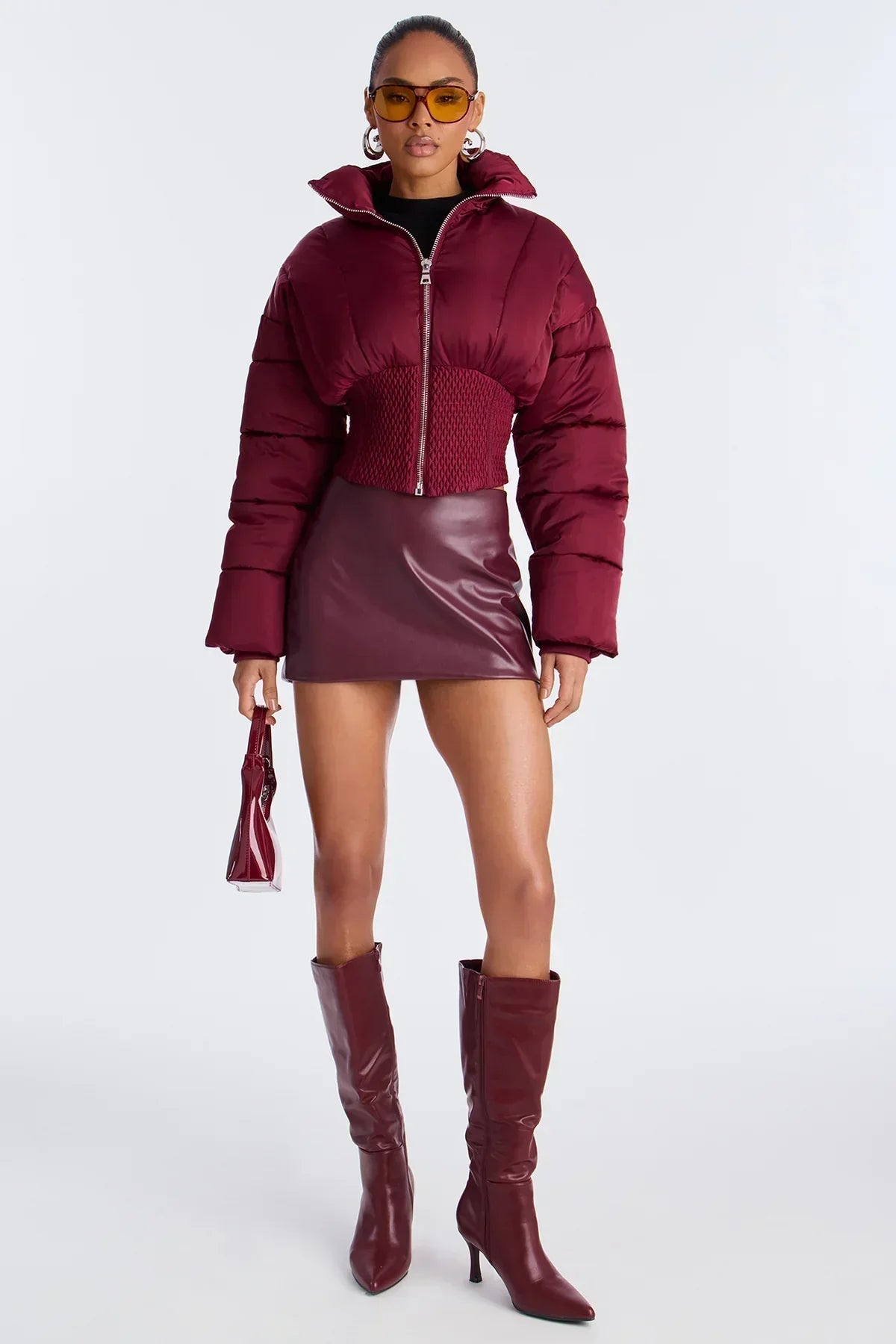 Chaqueta Puffer Corta con Cintura Corset