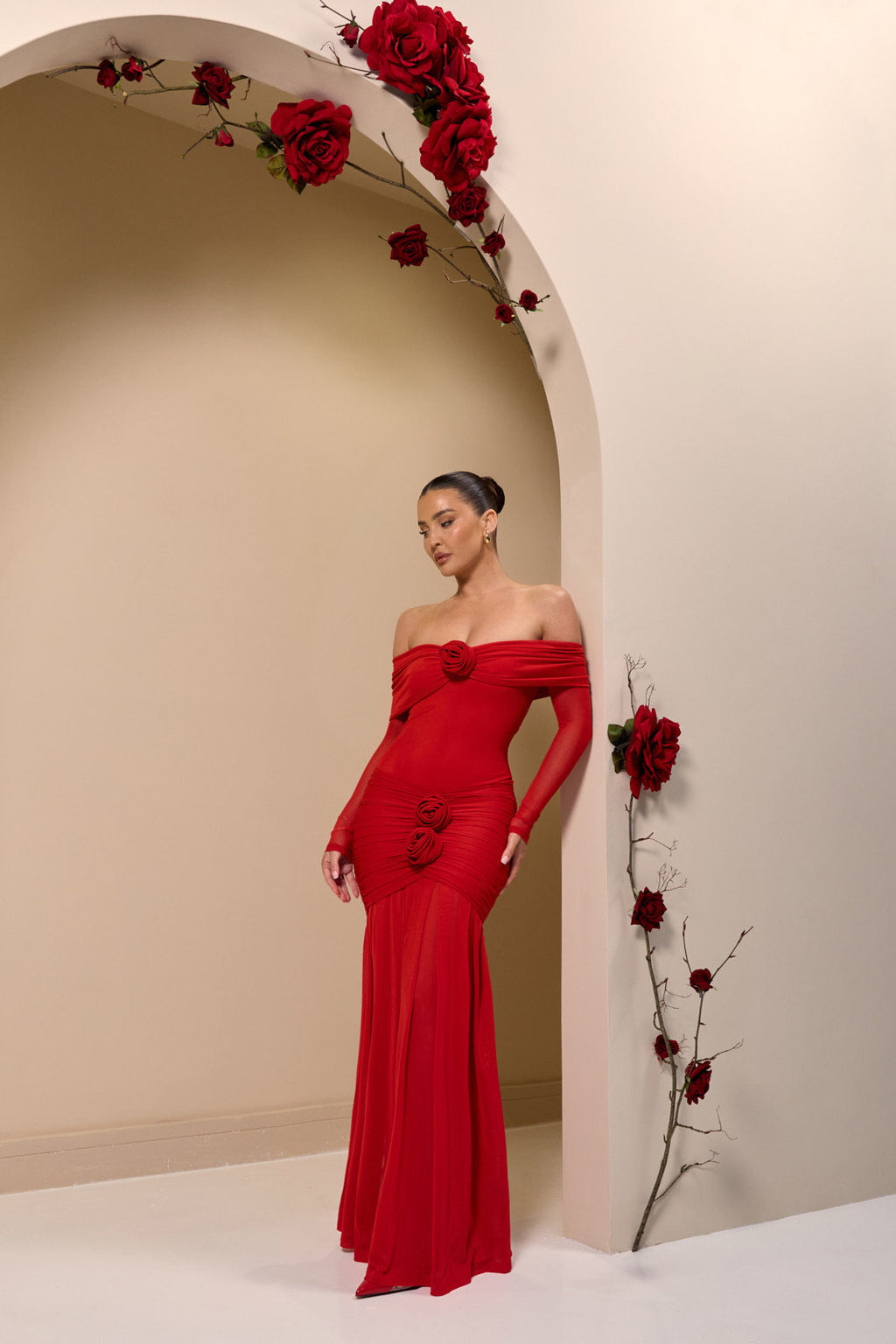 vestido largo rose