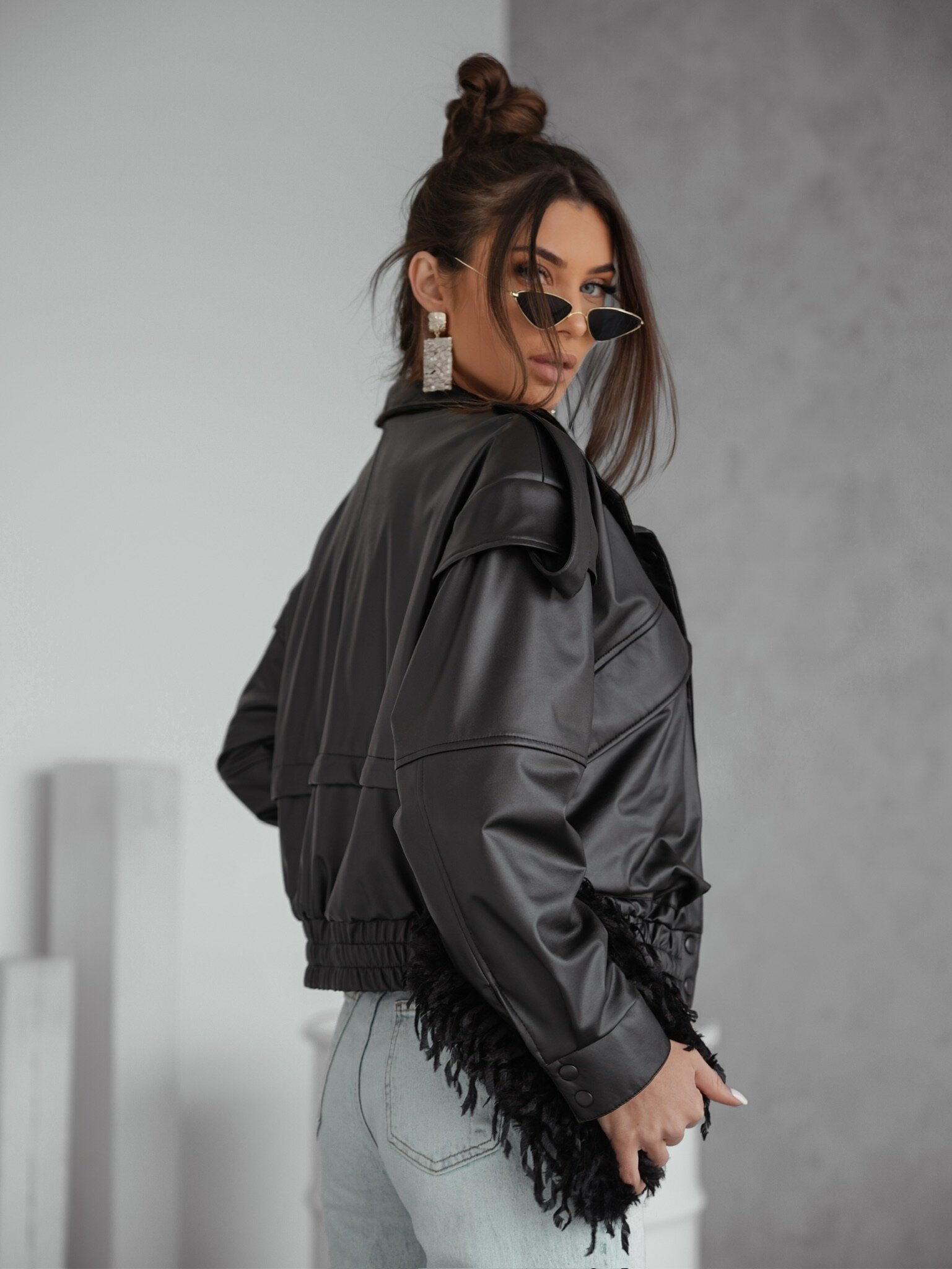Chaqueta bomber Sandre de piel ecológica